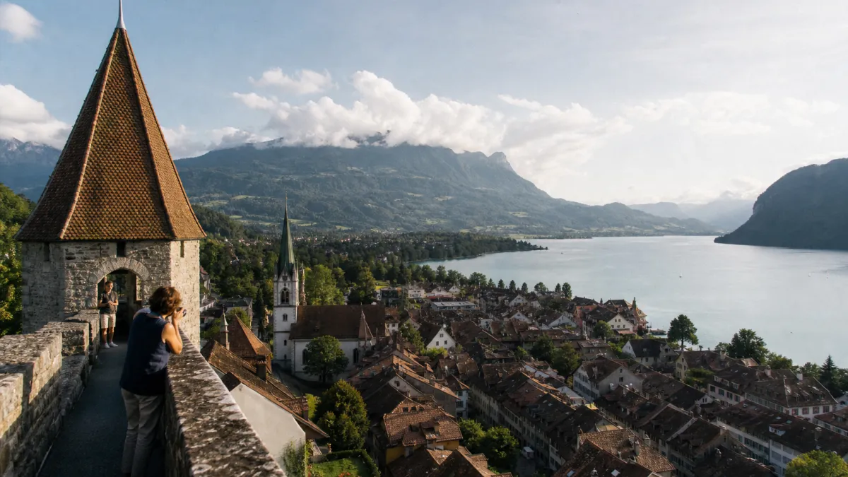 Ville de Thoune en Suisse : entre lac, Alpes et château